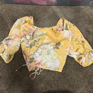 H&M floral yellow top- Cropped